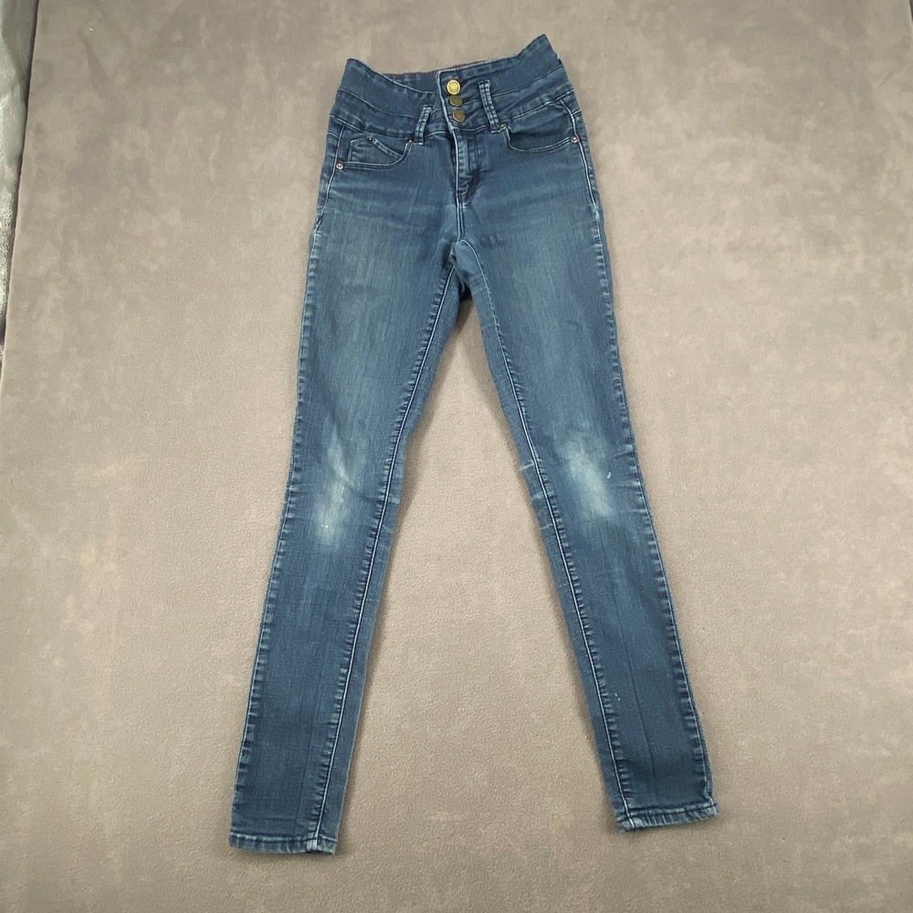 YMI WannaBettaButt Womens 1 Blue Medium Wash Denim Cotton Skinny Leg Mid Rise